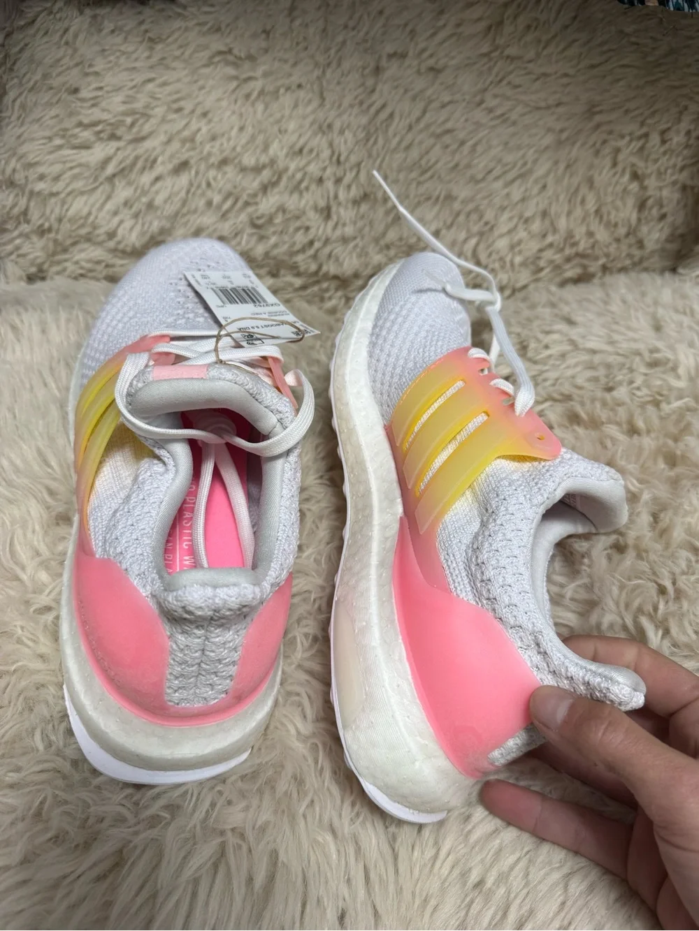 NWT size 8 adidas Women White Sneakers pink lemonade